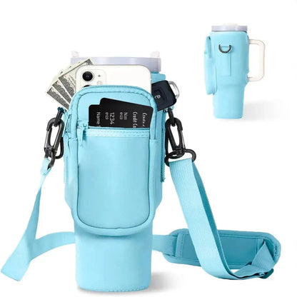 Water Bottle Carrier Bag with Phone Pocket for Stanley Cup 40 oz, Water Bottle Holder Adjustable Strap Stanley Cup Accessories upscaleclicks