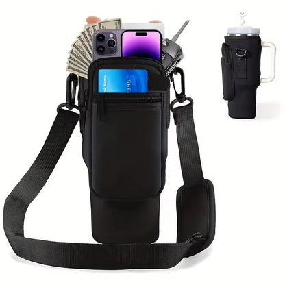 Water Bottle Carrier Bag with Phone Pocket for Stanley Cup 40 oz, Water Bottle Holder Adjustable Strap Stanley Cup Accessories upscaleclicks