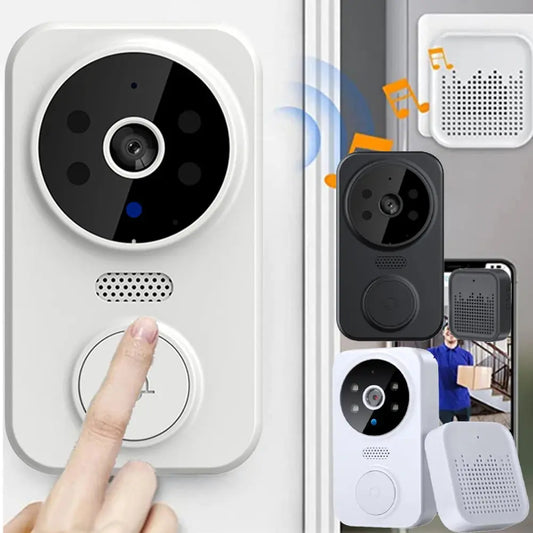 WiFi Video Doorbell Smart Home Door Bell Night Vision Wireless Visual Intercom Doorbell Two-Way Audio Visual Doorbell Monitoring upscaleclicks