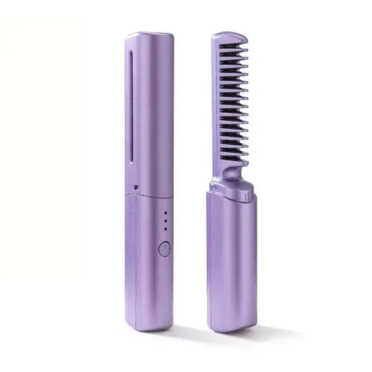 Wireless Hair Hot Comb Portable Mini USB Rechargeable Hair Straightener Fast Heating Hair Straightening Styling Tool