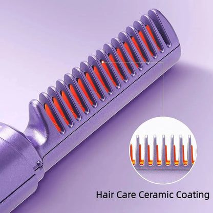 Wireless Hair Hot Comb Portable Mini USB Rechargeable Hair Straightener Fast Heating Hair Straightening Styling Tool