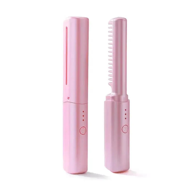 Wireless Hair Hot Comb Portable Mini USB Rechargeable Hair Straightener Fast Heating Hair Straightening Styling Tool