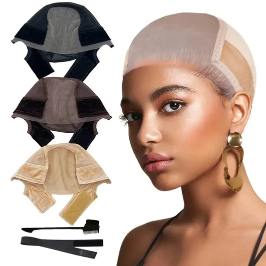 Women Lace Wig Adjustable Grip Cap Wig Caps for Non Slip with Ear-Cutouts Adjustable Velcro Headband,Gift of bandage and brushe upscaleclicks