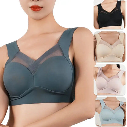 Women Push Up Bra Sexy Bras Sports Brassiere Lace Splicing Pespective Bralette V Neck Intimates Lingerie Large Size Fitness Vest upscaleclicks