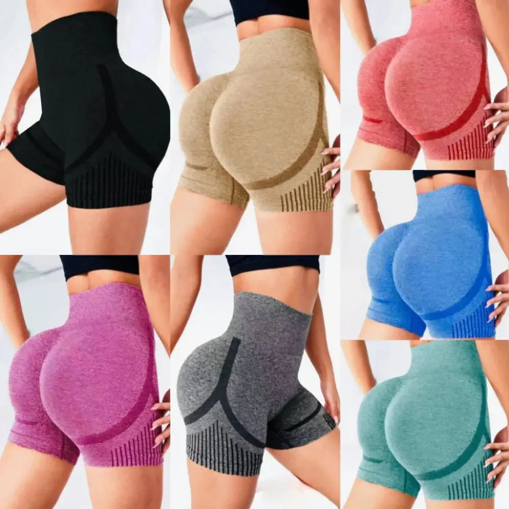 Women Seamless Sports Yoga Shorts High-Waist  Workout Impact Gym Clothes Jogging  Push-Up Scrunch Butt Yoga Shorts holes upscaleclicks