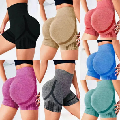 Women Seamless Sports Yoga Shorts High-Waist  Workout Impact Gym Clothes Jogging  Push-Up Scrunch Butt Yoga Shorts holes upscaleclicks