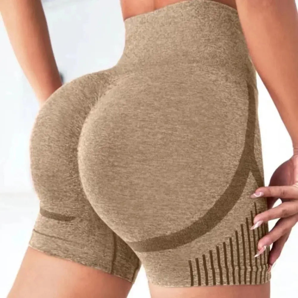 Women Seamless Sports Yoga Shorts High-Waist  Workout Impact Gym Clothes Jogging  Push-Up Scrunch Butt Yoga Shorts holes upscaleclicks