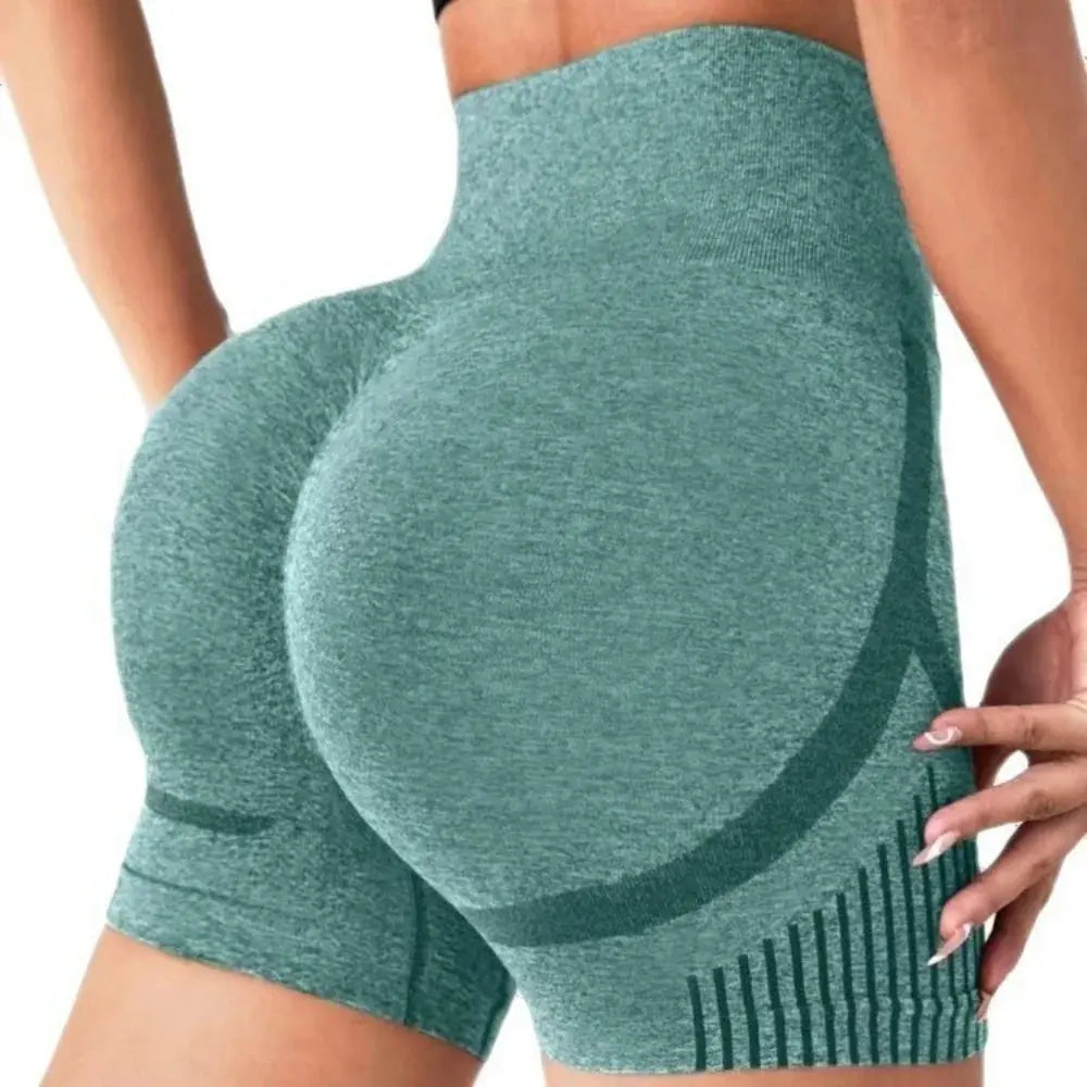 Women Seamless Sports Yoga Shorts High-Waist  Workout Impact Gym Clothes Jogging  Push-Up Scrunch Butt Yoga Shorts holes upscaleclicks