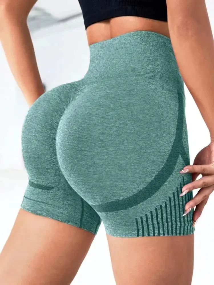 Women Seamless Sports Yoga Shorts High-Waist  Workout Impact Gym Clothes Jogging  Push-Up Scrunch Butt Yoga Shorts holes upscaleclicks