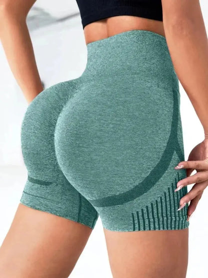 Women Seamless Sports Yoga Shorts High-Waist  Workout Impact Gym Clothes Jogging  Push-Up Scrunch Butt Yoga Shorts holes upscaleclicks