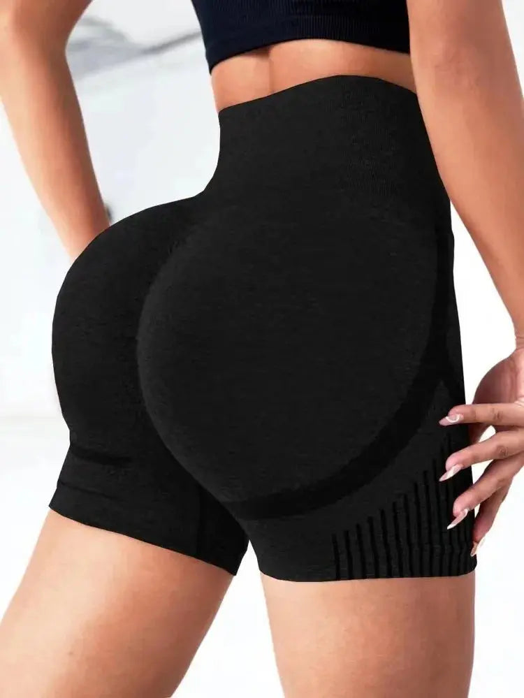 Women Seamless Sports Yoga Shorts High-Waist  Workout Impact Gym Clothes Jogging  Push-Up Scrunch Butt Yoga Shorts holes upscaleclicks