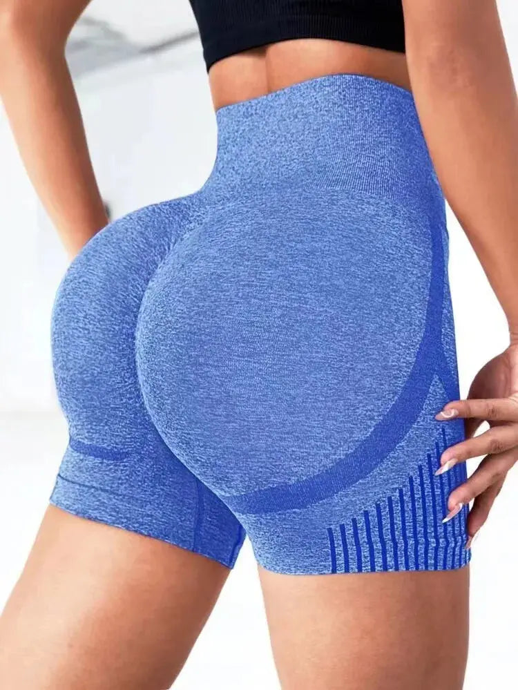 Women Seamless Sports Yoga Shorts High-Waist  Workout Impact Gym Clothes Jogging  Push-Up Scrunch Butt Yoga Shorts holes upscaleclicks
