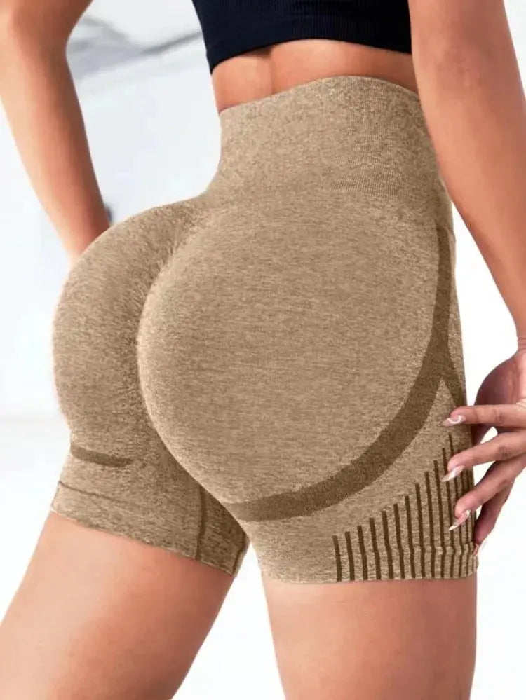 Women Seamless Sports Yoga Shorts High-Waist  Workout Impact Gym Clothes Jogging  Push-Up Scrunch Butt Yoga Shorts holes upscaleclicks