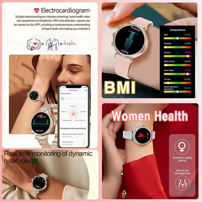 Women diamond Smart Watch ECG Women Health tracking Watch Full Touch Screen BT Call Custom dial Smartwatch For Huawei Xiaomi IOS upscaleclicks