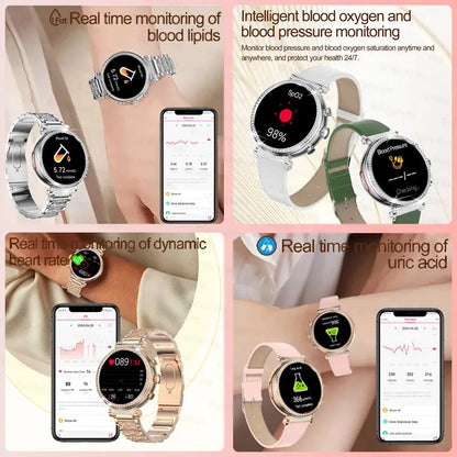 Women diamond Smart Watch ECG Women Health tracking Watch Full Touch Screen BT Call Custom dial Smartwatch For Huawei Xiaomi IOS upscaleclicks