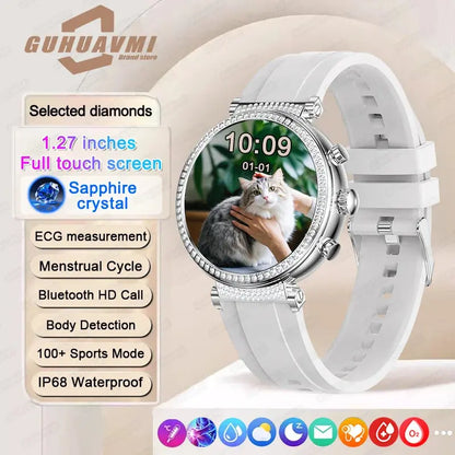 Women diamond Smart Watch ECG Women Health tracking Watch Full Touch Screen BT Call Custom dial Smartwatch For Huawei Xiaomi IOS upscaleclicks
