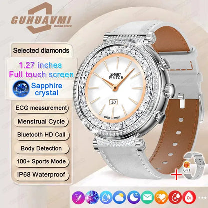 Women diamond Smart Watch ECG Women Health tracking Watch Full Touch Screen BT Call Custom dial Smartwatch For Huawei Xiaomi IOS upscaleclicks