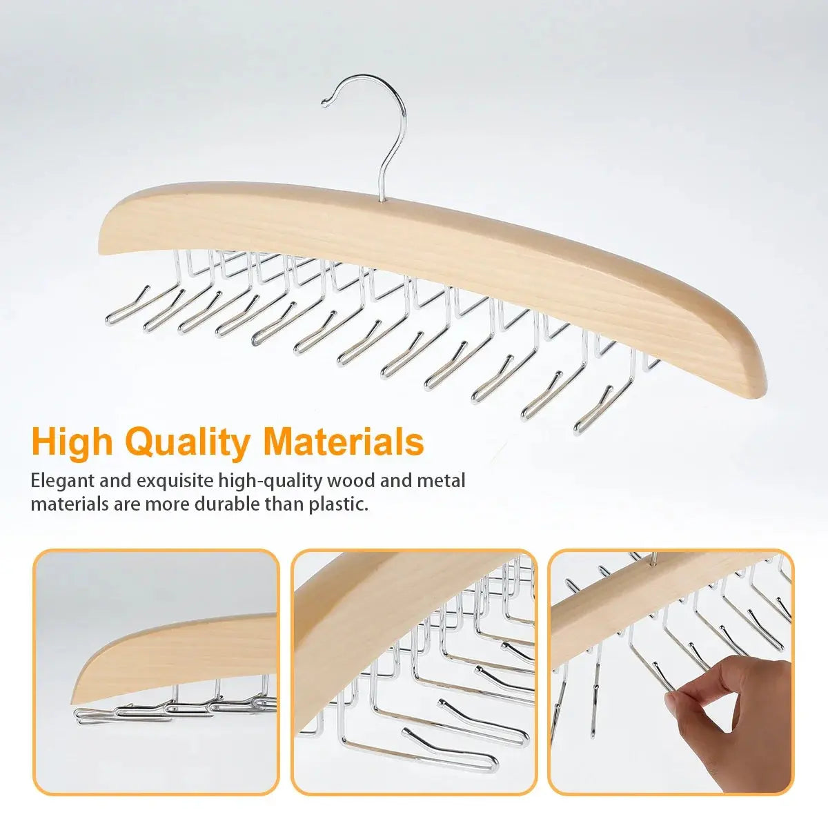 Wooden Underwear Hanger 360° Rotation Space Saving Camisole Storage Rack With 24 Hooks for Dress Tank Top Tie Closet Organizer upscaleclicks