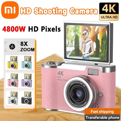 Xiaomi 4k CCD 8X Digital Zoom Student Digital Camera 48MP Portable Digital Photography Camera 180° Flip Screen Selfie Camera upscaleclicks
