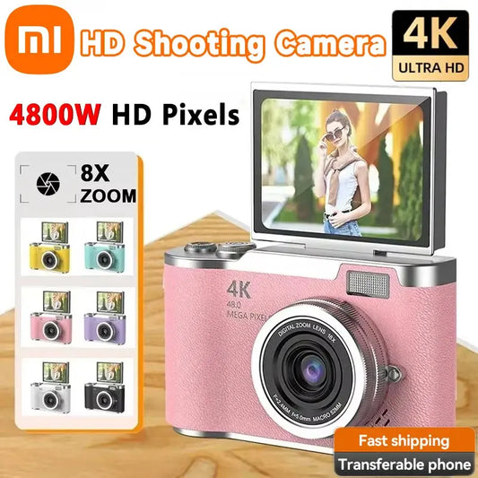 Xiaomi 4k CCD 8X Digital Zoom Student Digital Camera 48MP Portable Digital Photography Camera 180° Flip Screen Selfie Camera upscaleclicks