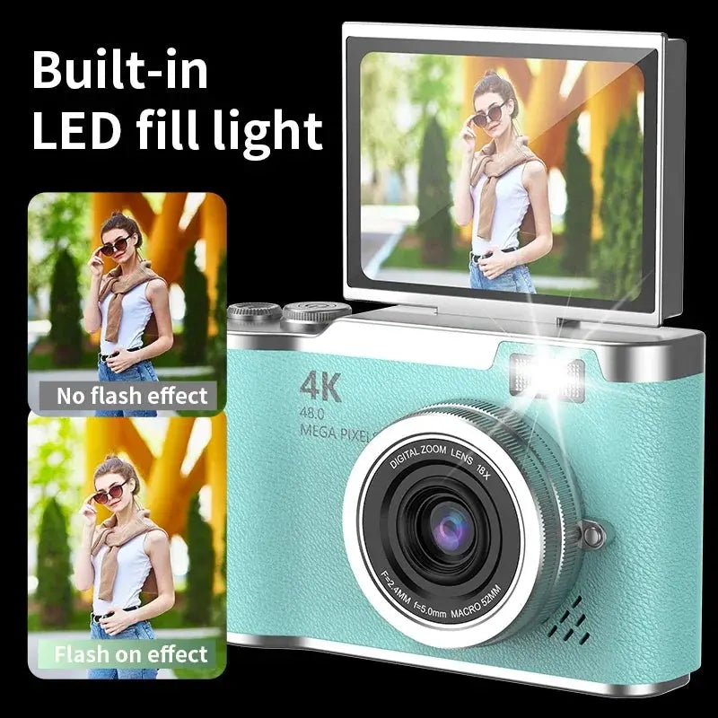 Xiaomi 4k CCD 8X Digital Zoom Student Digital Camera 48MP Portable Digital Photography Camera 180° Flip Screen Selfie Camera upscaleclicks