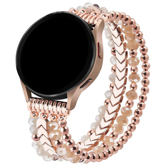 for Samsung Galaxy Watch 6/5/4 40/44mm Bands/Active 2 Watch 4 42/46mm Band Women, 20mm Handmade Fashion  Elastic Crystal Beads upscaleclicks