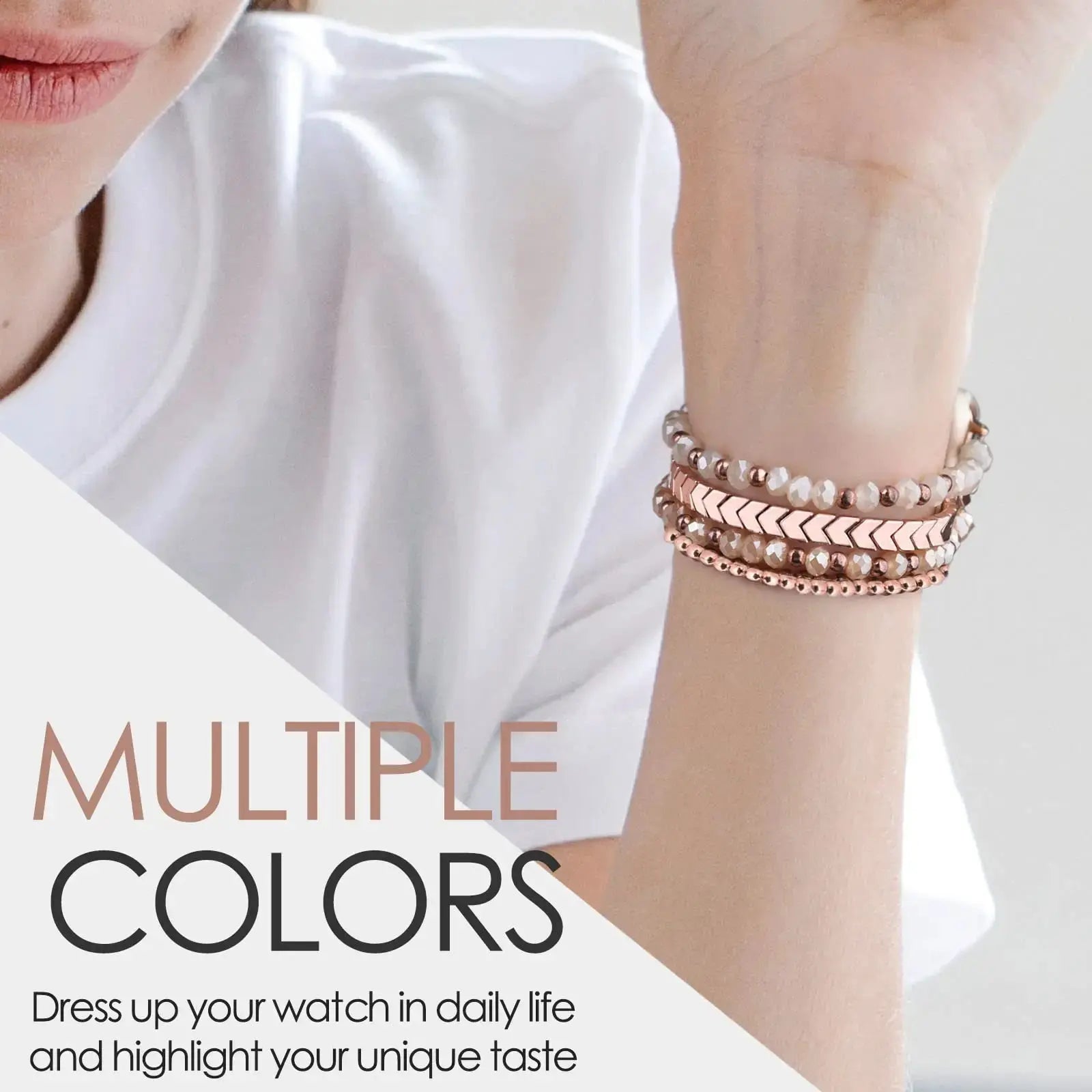 for Samsung Galaxy Watch 6/5/4 40/44mm Bands/Active 2 Watch 4 42/46mm Band Women, 20mm Handmade Fashion  Elastic Crystal Beads upscaleclicks