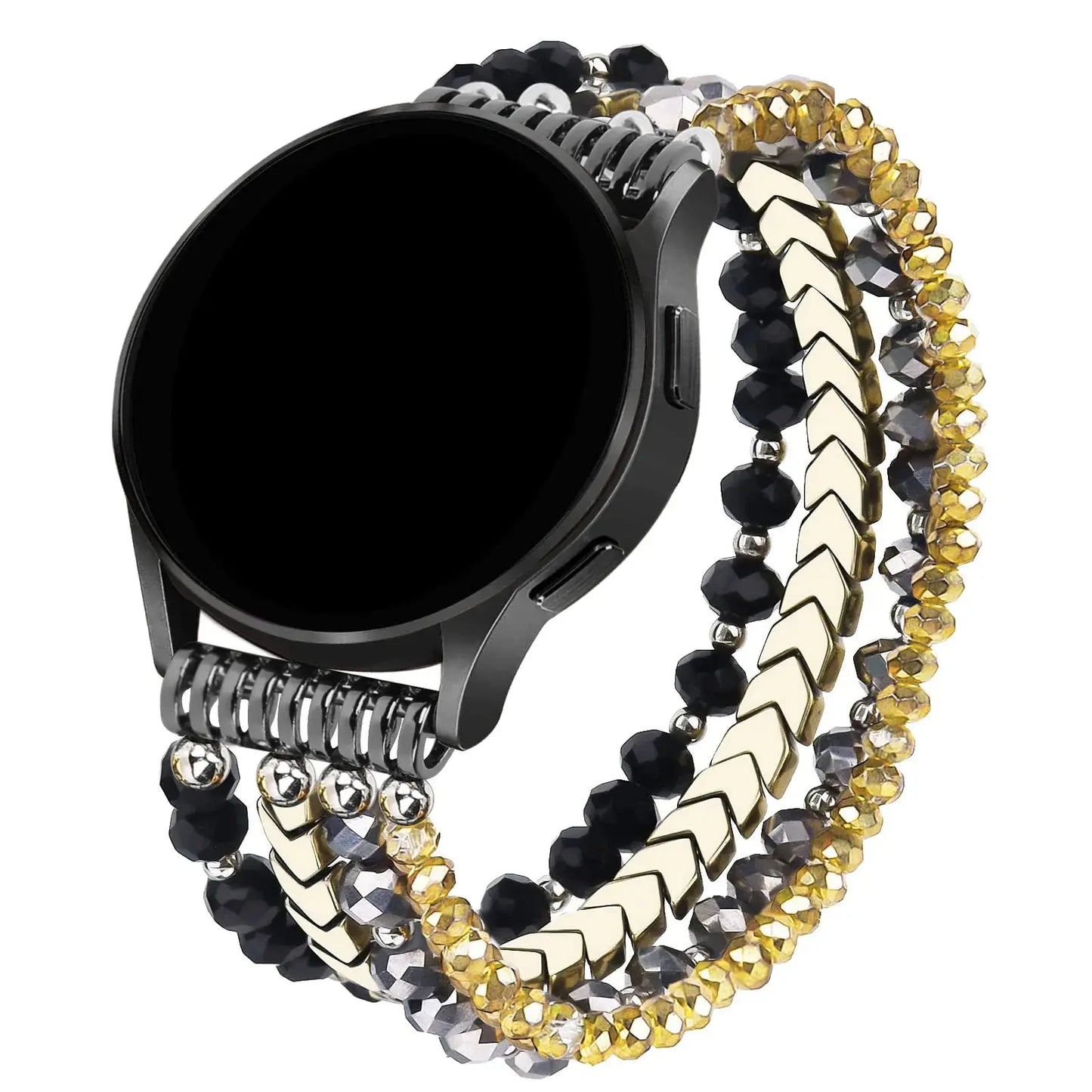 for Samsung Galaxy Watch 6/5/4 40/44mm Bands/Active 2 Watch 4 42/46mm Band Women, 20mm Handmade Fashion  Elastic Crystal Beads upscaleclicks