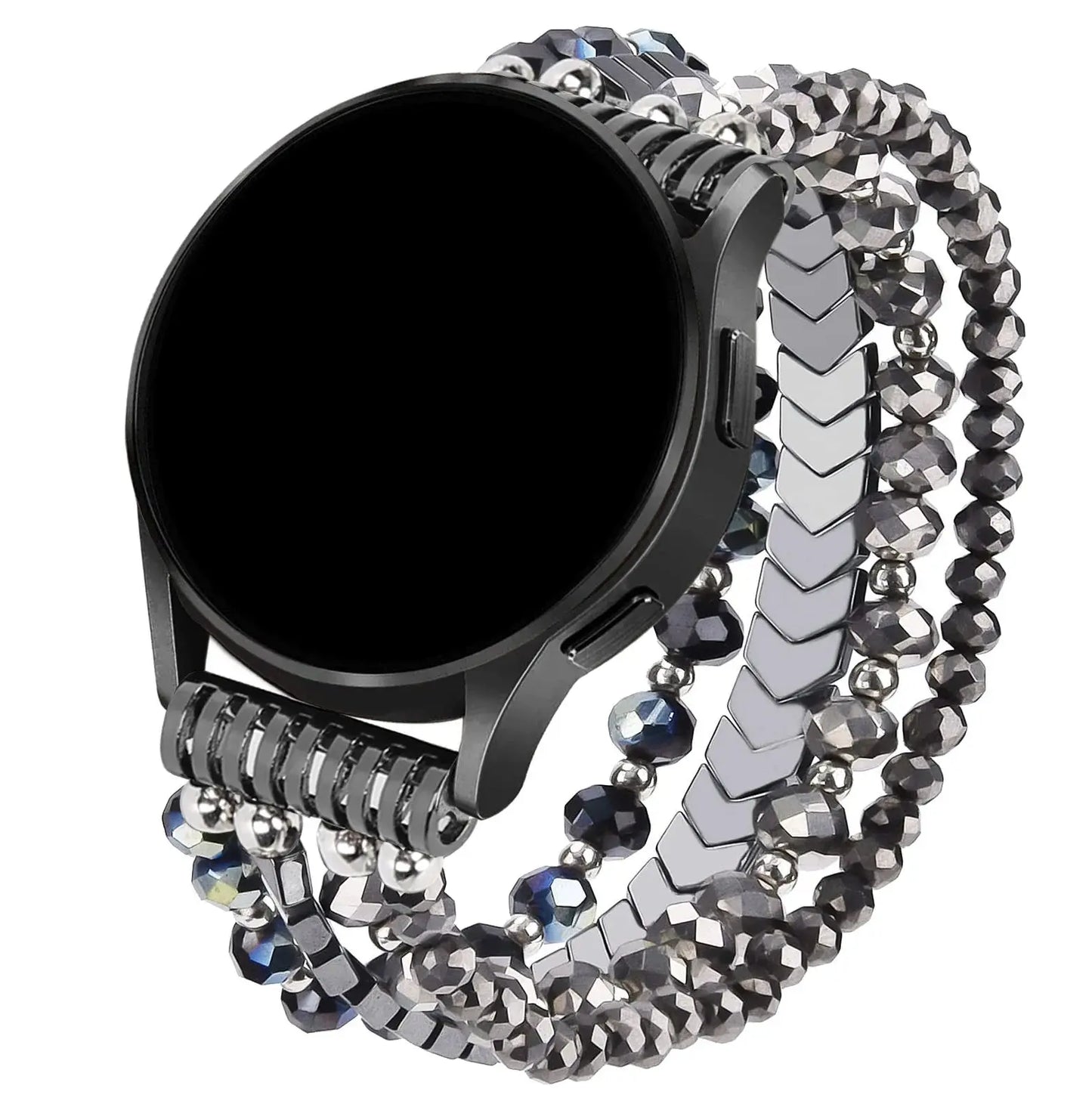 for Samsung Galaxy Watch 6/5/4 40/44mm Bands/Active 2 Watch 4 42/46mm Band Women, 20mm Handmade Fashion  Elastic Crystal Beads upscaleclicks