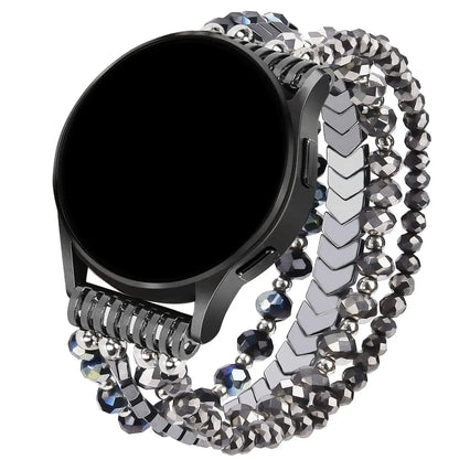 for Samsung Galaxy Watch 6/5/4 40/44mm Bands/Active 2 Watch 4 42/46mm Band Women, 20mm Handmade Fashion  Elastic Crystal Beads upscaleclicks