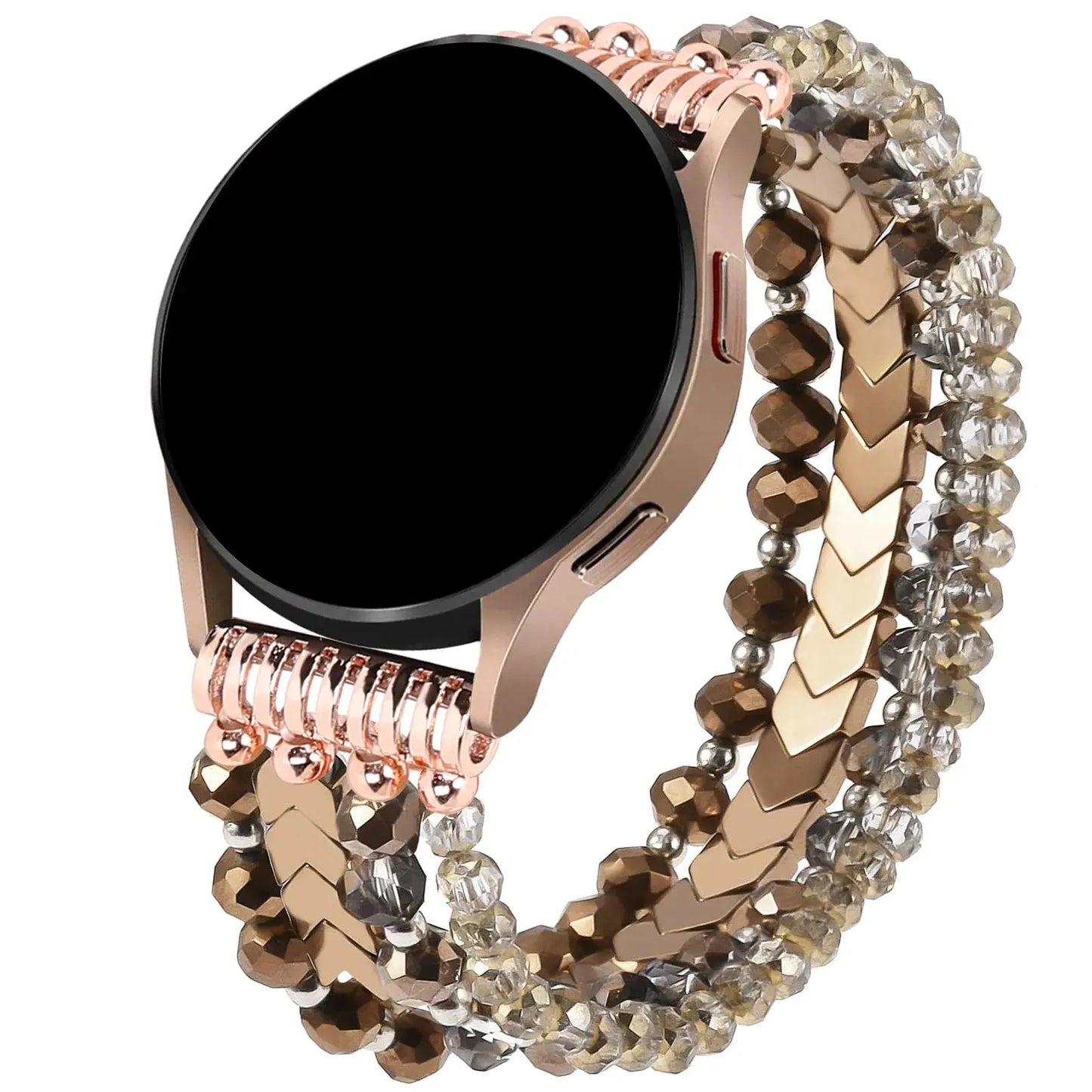 for Samsung Galaxy Watch 6/5/4 40/44mm Bands/Active 2 Watch 4 42/46mm Band Women, 20mm Handmade Fashion  Elastic Crystal Beads upscaleclicks