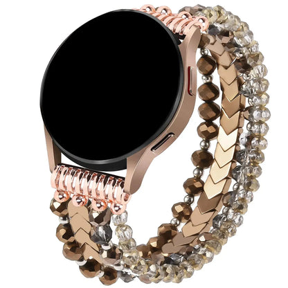 for Samsung Galaxy Watch 6/5/4 40/44mm Bands/Active 2 Watch 4 42/46mm Band Women, 20mm Handmade Fashion  Elastic Crystal Beads upscaleclicks