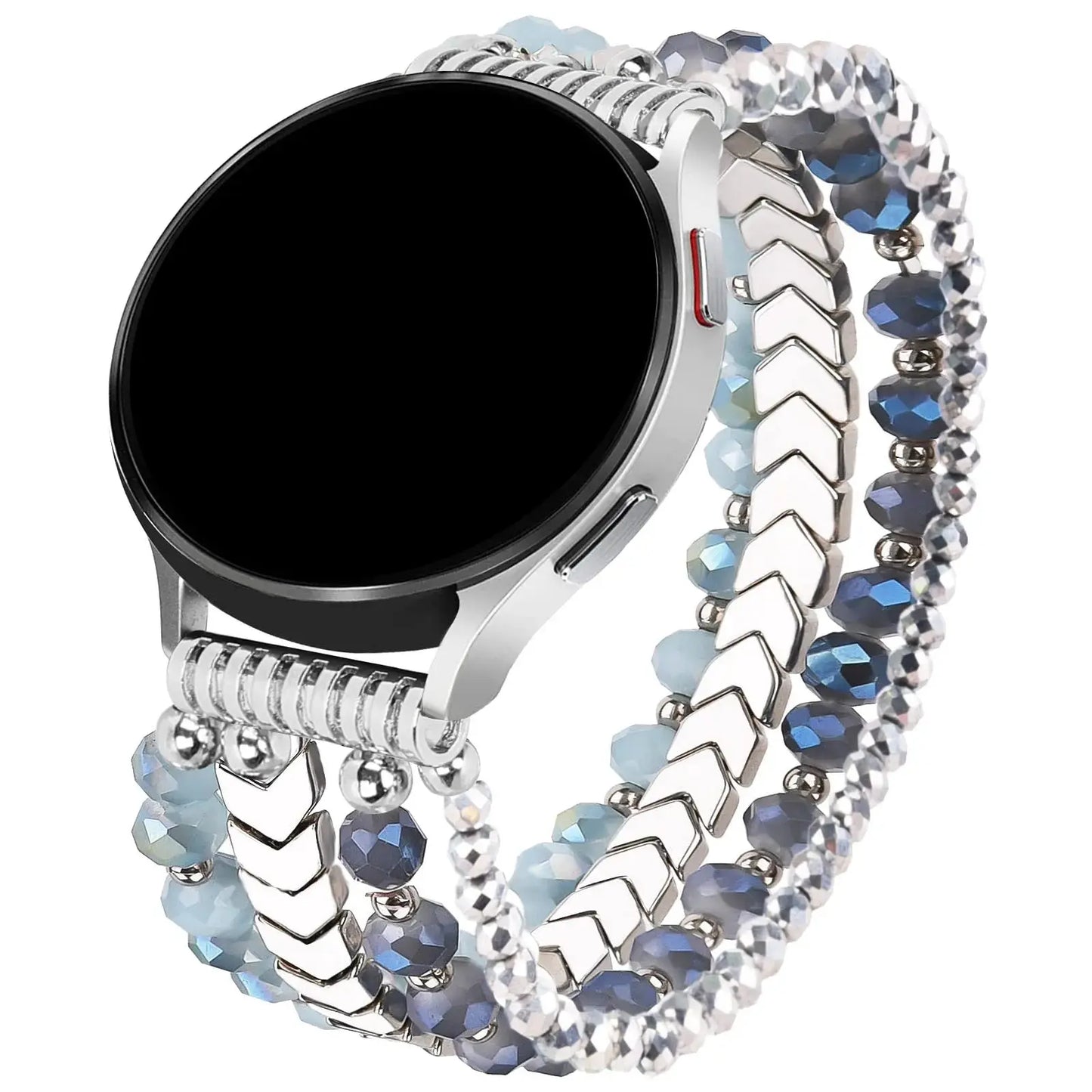 for Samsung Galaxy Watch 6/5/4 40/44mm Bands/Active 2 Watch 4 42/46mm Band Women, 20mm Handmade Fashion  Elastic Crystal Beads upscaleclicks